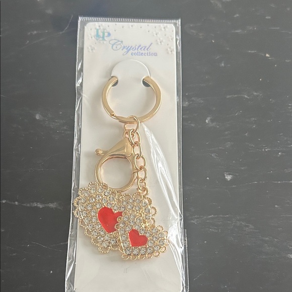 Other - Gold and Red Heart Keychain